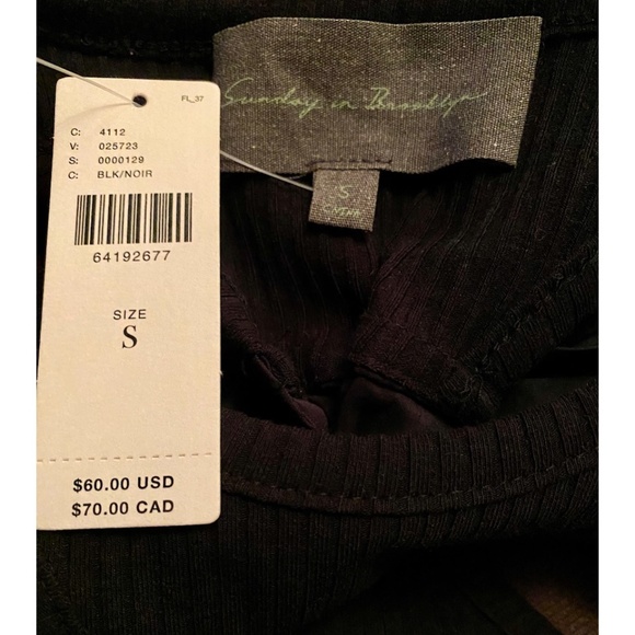 Anthropologie Sunday in Brooklyn Bow-Tie Racerback Black Ribbed Tank NWT - Picture 3 of 5